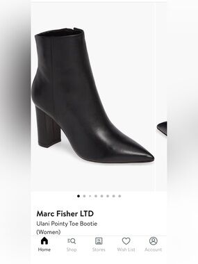 Marc Fisher Ulani Black Pointed Toe Block Heel Ankle Boot 6.5